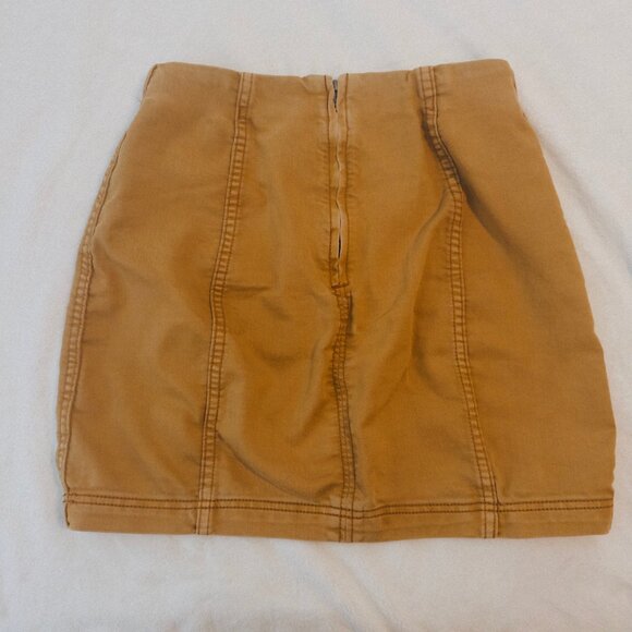 Free People Denim Mini Skirt - Khaki "Modern Femme" - Picture 3 of 4